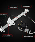Front Left Driver Side Power Window Regulator With Motor Assembly For Dodge Durango 1998 2003 And Dakota 2000 2004 Direct Fit Plug And Play Front Door replaces cable pulley, guide rail, guide slider, window motor