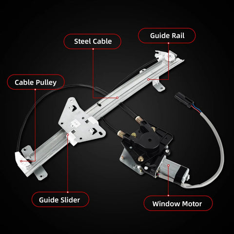 Front Left Driver Side Power Window Regulator With Motor Assembly For Dodge Durango 1998 2003 And Dakota 2000 2004 Direct Fit Plug And Play Front Door replaces cable pulley, guide rail, guide slider, window motor