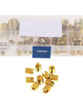 Self Tapping Threaded Inserts Kit With Brass Slotted Inserts 50 Pieces Easy Press In Installation For Quick Durable Repairs In Wood Metal Aluminum And Plastic Projects in plastic case