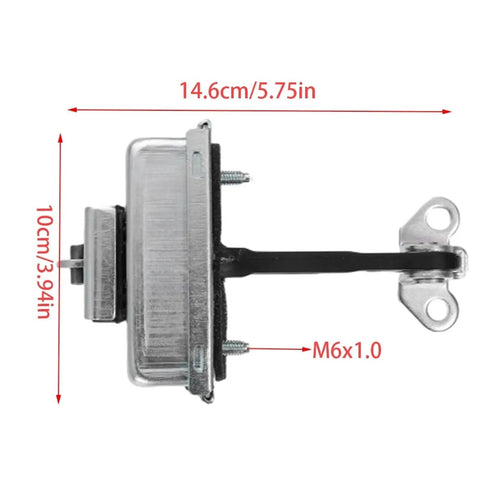 Side view of Door Hinges Kit For Transit MK7 Front Left And Right with adjustable stopper and soft close dampers, size shown