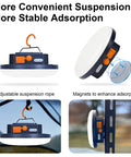 Insect Proof Red Light Camping Lamp With 10000mAh Battery showing adjustable rope and magnetic adsorption features