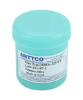Turquoise jar labeled "AMTCO Flux Type: RMA-223-UV" for Insulation Solder Flux Paste RMA 223 For Electronics Repair, 100g