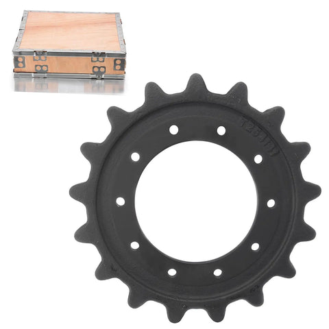 Heavy Duty Drive Sprocket For Heavy Equipment Undercarriage with 10 bolt holes and 17 teeth, black hardened steel.