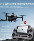 Foldable RC Drone with 1080P Triple HD Camera, 5G FPV Live Video, shown flying near remote with screen display
