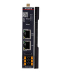 High Performance Edges Expandable IO Module For Industrial IoT And Smart Factories With Rugged, Rock Solid Hardware, Versatile Protocol Support Including Modbus, Grouped Active Reporting, Customizable JSON, And Easy Plug And Play Integration front view with Ethernet and power ports