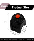 Badass 2 Piece Motorcycle Handlebar Switch Kit 7/8 Inch Universal Handle Controls For Atv Dirt Bike Scooter Quad With Hella Responsive Horn And Kill Switch Buttons Seamless Setup Matte Black Red Finish, showing button dimensions and color details.
