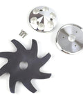 Sick Long Water Pump Pulley Kit For Small Block Chevy Engines Made From Solid Aluminum For Non Metric Front Drive Systems Fit Muscle Cars Without Reverse Rotation Pumps, top view with pulleys and bolts