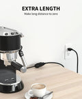 Heavy Duty Extension Cord 3 Feet 14 AWG 15A 125V Black UL Listed 1875W Used With Coffee Machine