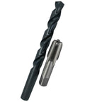 POU Series One Quarter Inch Carbon Steel NPT Pipe Tap And Seven Sixteenth Inch High Speed Steel Drill Bit Set close-up