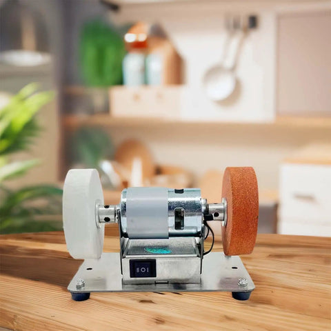 Compact Mini Belt Sander With High Power Motor And Adjustable Speed Options From 3000 To 6000 Rpm on a wooden table.