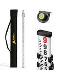 9 Foot Aluminum Telescoping Pro Grade Rod With Dual Sided 5 Section Leveling Rod 8th Foot Graduations Locking Clamps Bubble Level Carrying Case Included