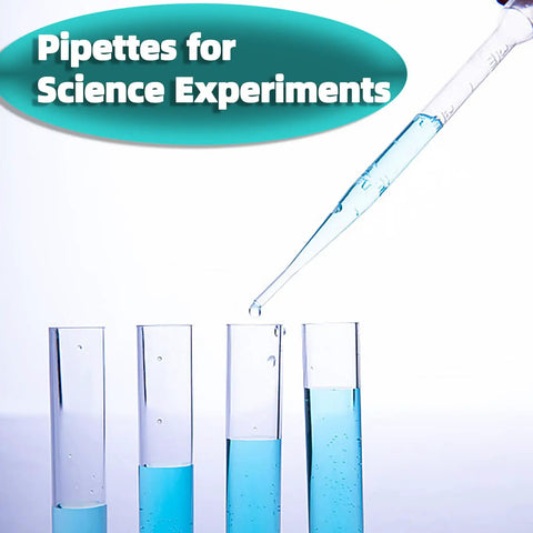 100 Pack 3mL Disposable Plastic Pipettes Dropper For Precise Liquid Transfer And Strong Suction Perfect For Essential Oils Resin Crafts Labs Kids Activities DIY Art Projects with blue liquid in test tubes