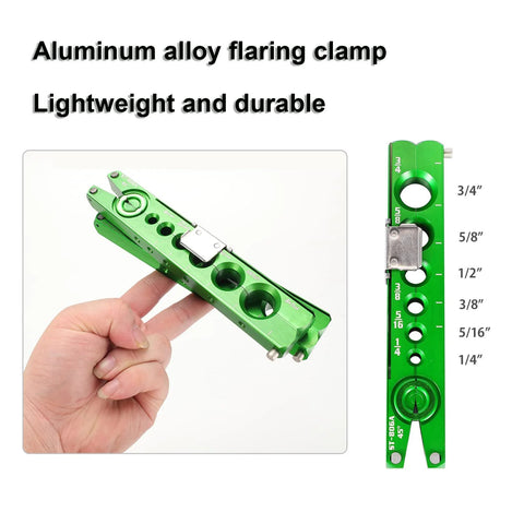 Bonvoisin aluminum alloy HVAC flaring tool for 1/4–3/4 in copper tubing, green with clutch limit piece