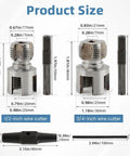 Product size dimensions for 3 In 1 Pipe Threader Kit With Internal And External Threading Screw Extractor And Sealant Tape For One Half Inch And Three Quarter Inch PVC Pipes Electric Drill Compatible Plumbing DIY Tool For Home Improvement.