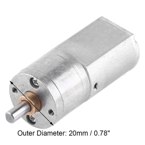 Pro Grade 12 Volt DC Gear Motor with 20mm diameter, full metal gears for high torque use in auto mods and wrenching projects.