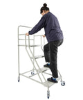 Rock Solid Four Step Rolling Ladder With Sturdy Rails And Non Slip Steel Treads Built Tough For No Fuss Warehouse Access And Smart Closet Organization Supports 882 lbs in use
