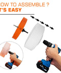Assembly instructions with images for 8.25 Inch Hole Saw Kit For Recessed Lights With Dust Bowl Catcher and drill