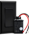 Wireless Light Switch And Receiver Kit No Wiring Needed No WiFi Required 100 Ft Range with black wall switch and receiver.