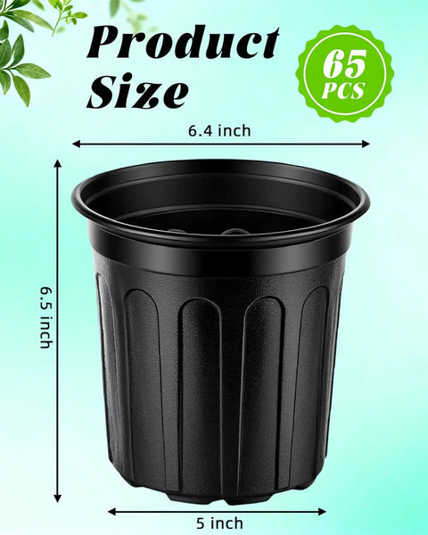 65 Pack One Gallon Seedling Pots With Drainage Holes For Easy Seed Starting And Transplants, Flexible Thickened Soft Nursery Pots