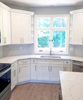 Built Tough White Shaker Wall Cabinet Featuring Two Doors And Super Smooth Soft Close Drawers Ready To Assemble For Fast No Sweat Home Refreshes In Kitchens Or Vanities in a modern kitchen.