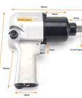 Pro Hustle 1/2 Inch Square Drive Air Impact Wrench Packing Beasty 720 Nm Torque side view with labeled dimensions and features.