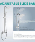 Wall Mount Outdoor Shower Kit With Handheld Spray, Double Handle Exposed Shower Valve, adjustable slide bar, polished chrome