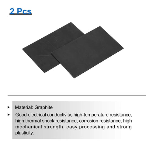 Rectangular High Purity Graphite Ingot Blocks And Plates 100x60x1mm For Melting Casting And Graphite Electrodes For Electrolysis Pack Of 2 Black