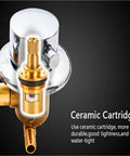 Solid Build 5 Way Brass Shower Diverter Valve With No Sweat Ceramic Cartridge showcasing ceramic cartridge and brass fittings.