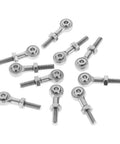 Upgraded Set Of Ten Solid M4 Steel Rod Ends And Heim Joints For Radio Control Models featuring a close-up of silver joints.