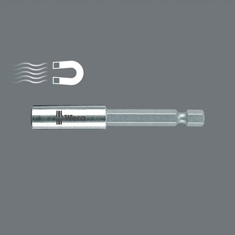 All Purpose Stainless Steel Universal Bit Holder With One Quarter Inch Drive And Magnetic Sleeve, highlighting hex shank grip.
