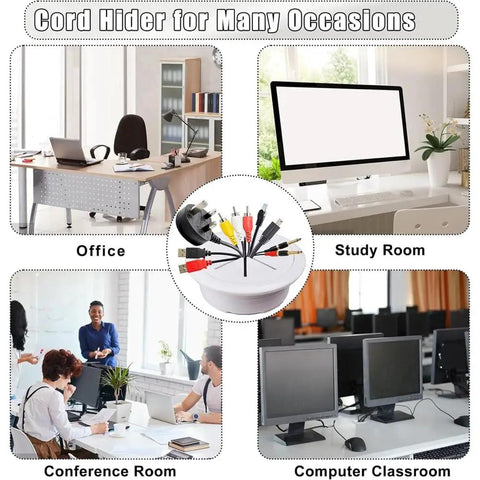 Super Cool Wall Mounted TV Cord Hider With 60mm Grommet Kit And Drill For A Clean Look And Safe Cable Management Using Tough Abs Materials. Office and study room cable grommet