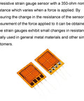 Two Pack 350 Ohm Full Bridge Strain Gauges BF350 3EB, High Precision Foil Strain Sensor For Accurate Force And Pressure Measurement, Constantan Foil Substrate, DIY Friendly Gauge Kit, orange 350Ω strain gauge pair