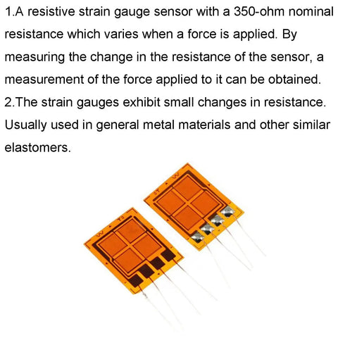 Two Pack 350 Ohm Full Bridge Strain Gauges BF350 3EB, High Precision Foil Strain Sensor For Accurate Force And Pressure Measurement, Constantan Foil Substrate, DIY Friendly Gauge Kit, orange 350Ω strain gauge pair