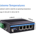 Rugged Outdoor 5 Port Gigabit Ethernet Fiber Converter For Industrial DIN Rail Switch With 4 RJ45 Ports And 1 LC Uplink Up To 20 Km