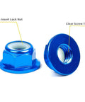 20Pcs M5 Motor Screw Nut Flange Set With Propeller Adapters And Quick Release Wrench CW CCW For RC FPV Racing Drones 2204 2205 2306 Motors Aluminum Alloy Lightweight Pro Grade Strength Build Must Have featuring blue aluminum lock nut with nylon insert and clear screw thread