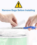 Hands removing packaging from True HEPA Replacement Filter For RP-AP089W And RP-AP089B Air Purifier before installation.
