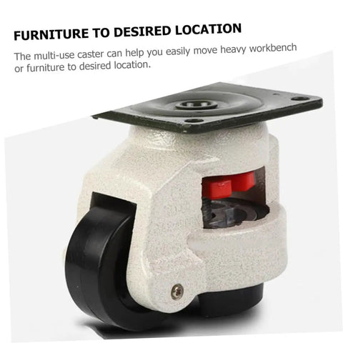 Heavy Duty Swivel Caster Set With Easy Adjustable Leveling Feet For Workbenches And Machine Tools rolls like butter, detailed view of caster.