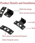 10 Pack Heavy Duty Stainless Steel Corner Brackets Snapping Right On Quick Fit Furniture Joint Connectors With Screws in black with multi-hole design.
