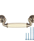 Set Of 4 4.5 Inch Ceramic Drop Handle Drawer Pulls In Antique Bronze Finish For Kitchen Cabinets And Dressers, screws included