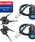 Ignition Starter On Off Switch Key for 50cc to 250cc Chinese ATVs with two ignition switches and four keys, plug and play