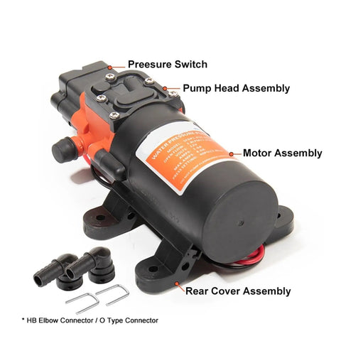 Top 1pc 35Psi 12V Self Priming Diaphragm Water Pump Motor For Boats, Marine Shower, And Toilet Systems. Small Compact Design With Efficient Transfer Features For Reliable Freshwater Pressure Management On The Go