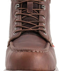 Front view of Heavy Duty Steel Toe Work Boots For Men With Goodyear Welt Construction Thick Full Grain Leather Wedge Sole Built Tough