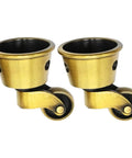 Vintage Zinc Alloy Swivel Casters 2 Pack, 1-3/4 Inch OD, Antique Brass Bronze Finish, universal furniture casters for versatility.