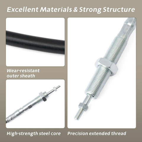 Push Pull Joystick Control Cable for KIOTI Loader DK45 DK451 DK451C Replacement 360010250 with steel core and outer sheath
