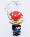 Emergency Stop Push Button Switch 22mm Panel Mount Red Mushroom Latching Action with protective cover
