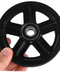 Heavy Duty Barn Door Roller Wheel Set Featuring Smooth Steel Casters For Sliding Gates And Windows High Load Rigid Track Hardware built like a tank, black wheel with bearing.