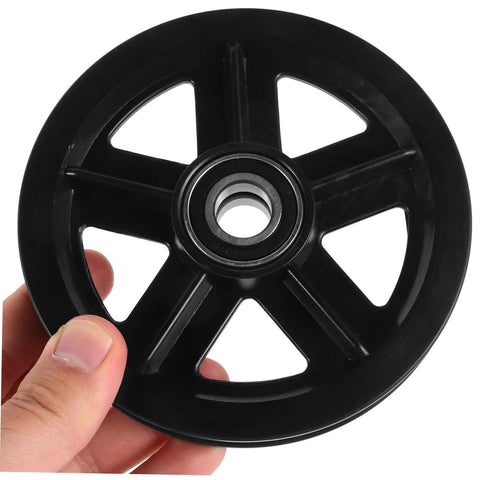 Heavy Duty Barn Door Roller Wheel Set Featuring Smooth Steel Casters For Sliding Gates And Windows High Load Rigid Track Hardware built like a tank, black wheel with bearing.