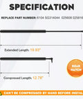 Gas Charged Hatch Lift Supports For 2005 To 2010 Jeep Grand Cherokee Hatch Door 19.93" extended, 12.78" compressed