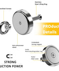 Heavy Duty Neodymium Rare Earth Fishing Magnet With 90 Pounds Pulling Force diagram showing screws and lifting ring