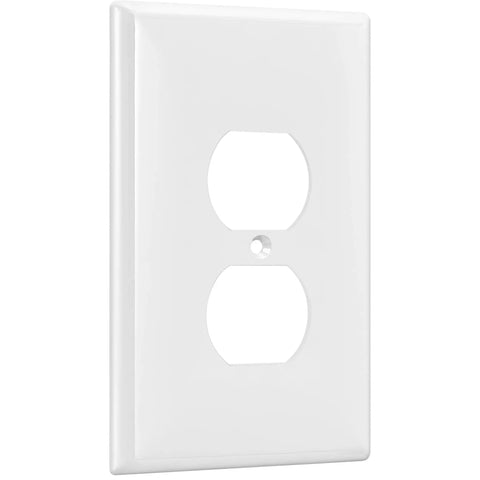 Duplex Receptacle Outlet Wall Plate Jumbo Oversized 1 Gang 5.5 Inch By 3.5 Inch Gloss Finish Polycarbonate Thermoplastic 8821O W White